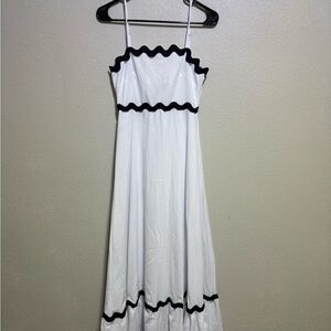 White Maxi Dress with Black Trim